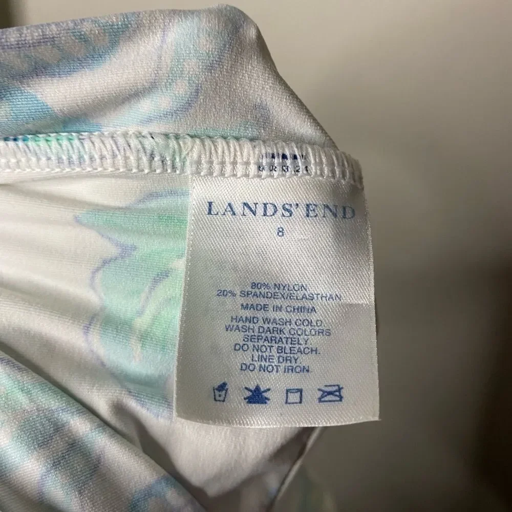 Lands’ End Blue, Green, and White Halter Tankini Size 8